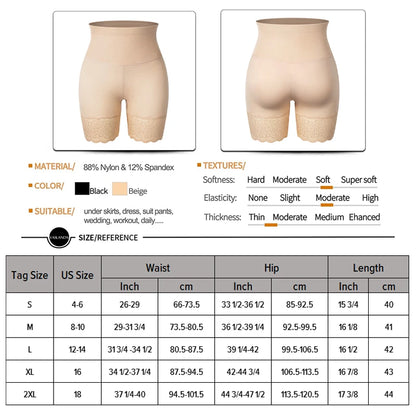 High Waist Tummy Control Panties Lace Slip Shorts for Under Dresses Women Anti Chafing Underwear Boyshorts Slimming Shapewear