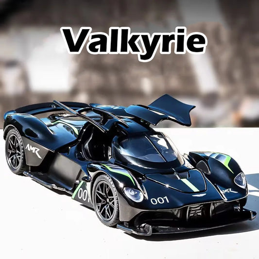 1:32 Valkyrie Vulcan Alloy Sports Car Model Toy Diecast Metal Door Opened Sound Light Pull Back Miniature Car Boy Christmas Gift