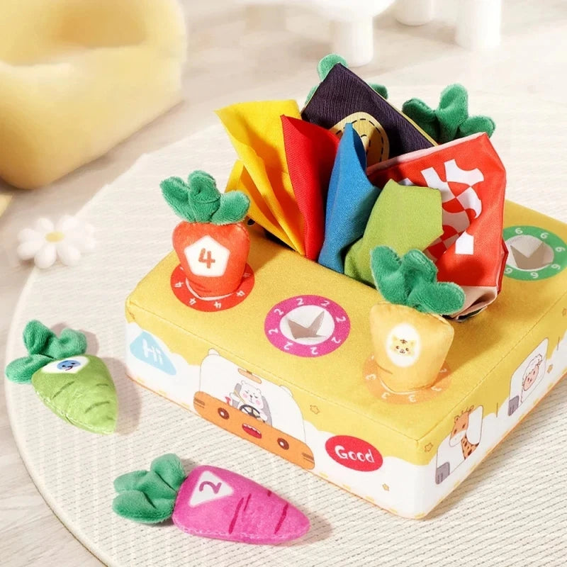 Toys 0 12 Month Tissue Box Pull Out Radish Toy Games s Fine Motor Skills Toys Montessori Early Learning Sensory Toy