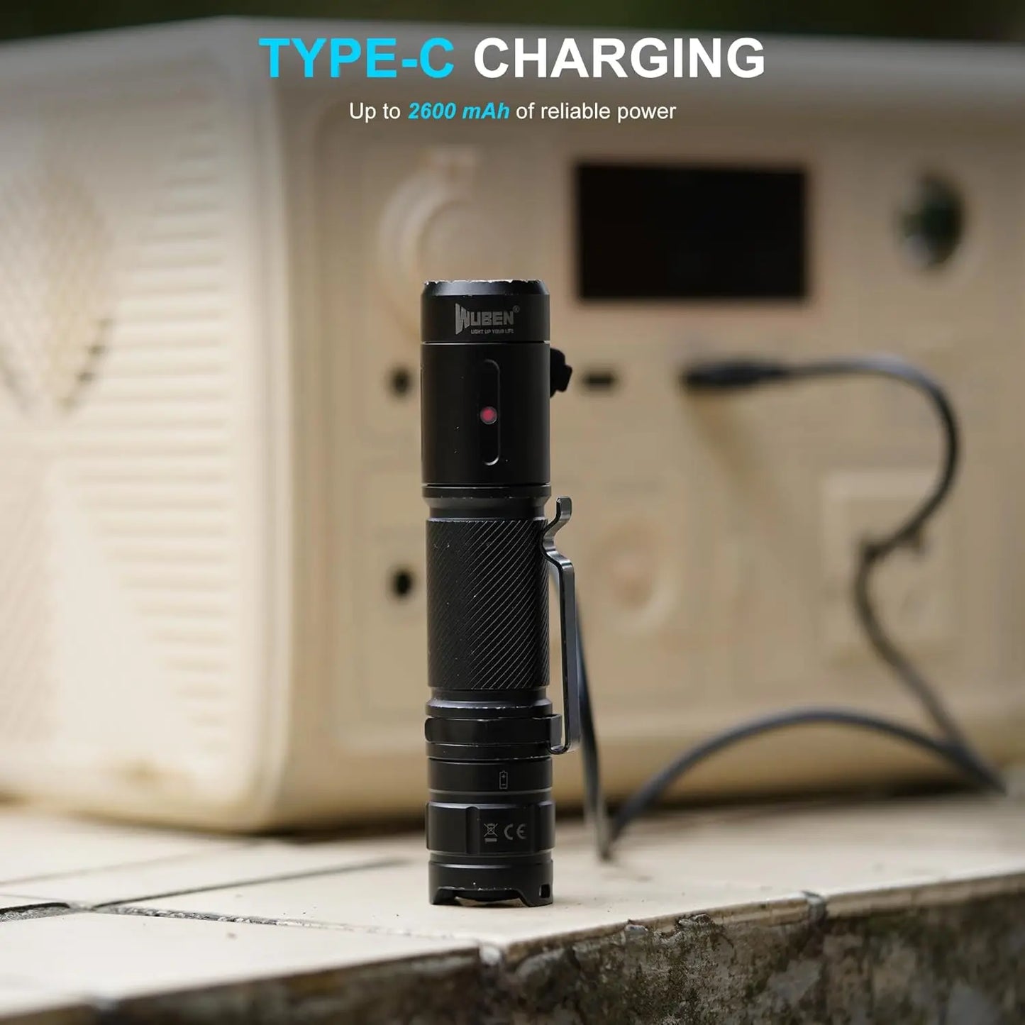1200 Lumen Rechargeable Tactical LED Flashlight With USB Type C Charging