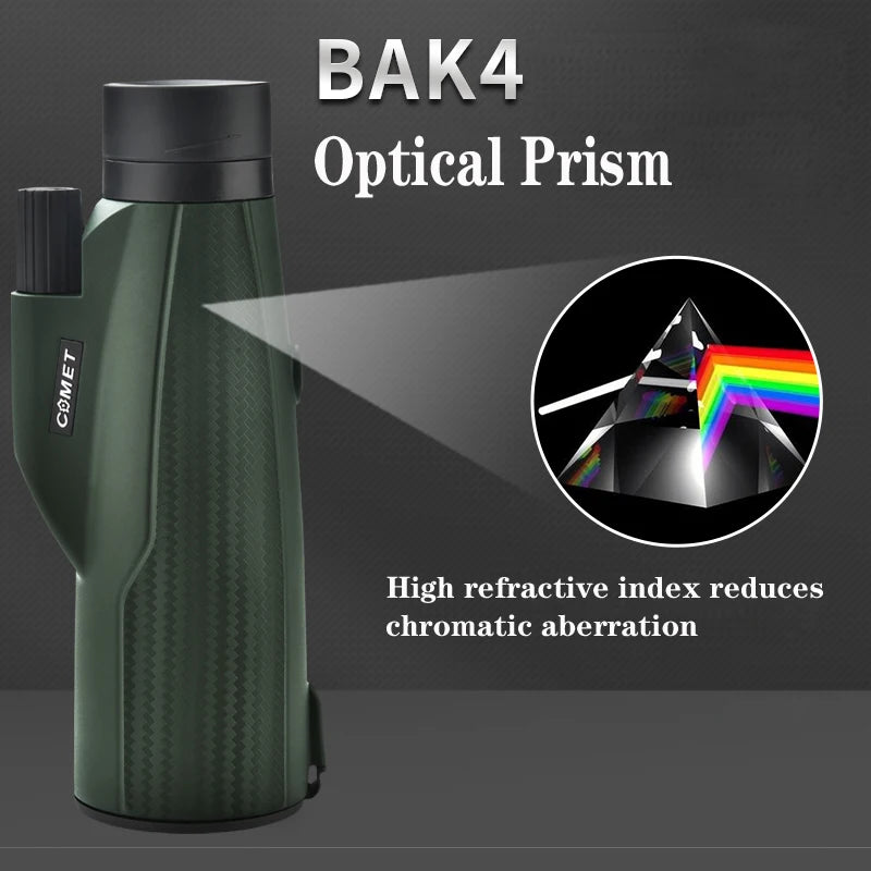 10X50 Monocular Telescope HD Professional With Anti Shake Wristband BAK4 Prism Scope Waterproof for BirdWatching Hiking