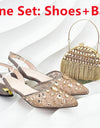 African Wedding Shoes and Bag Set with Rhinestone Italian Design Shoes with Matching Bags Nigerian Lady Party Pumps