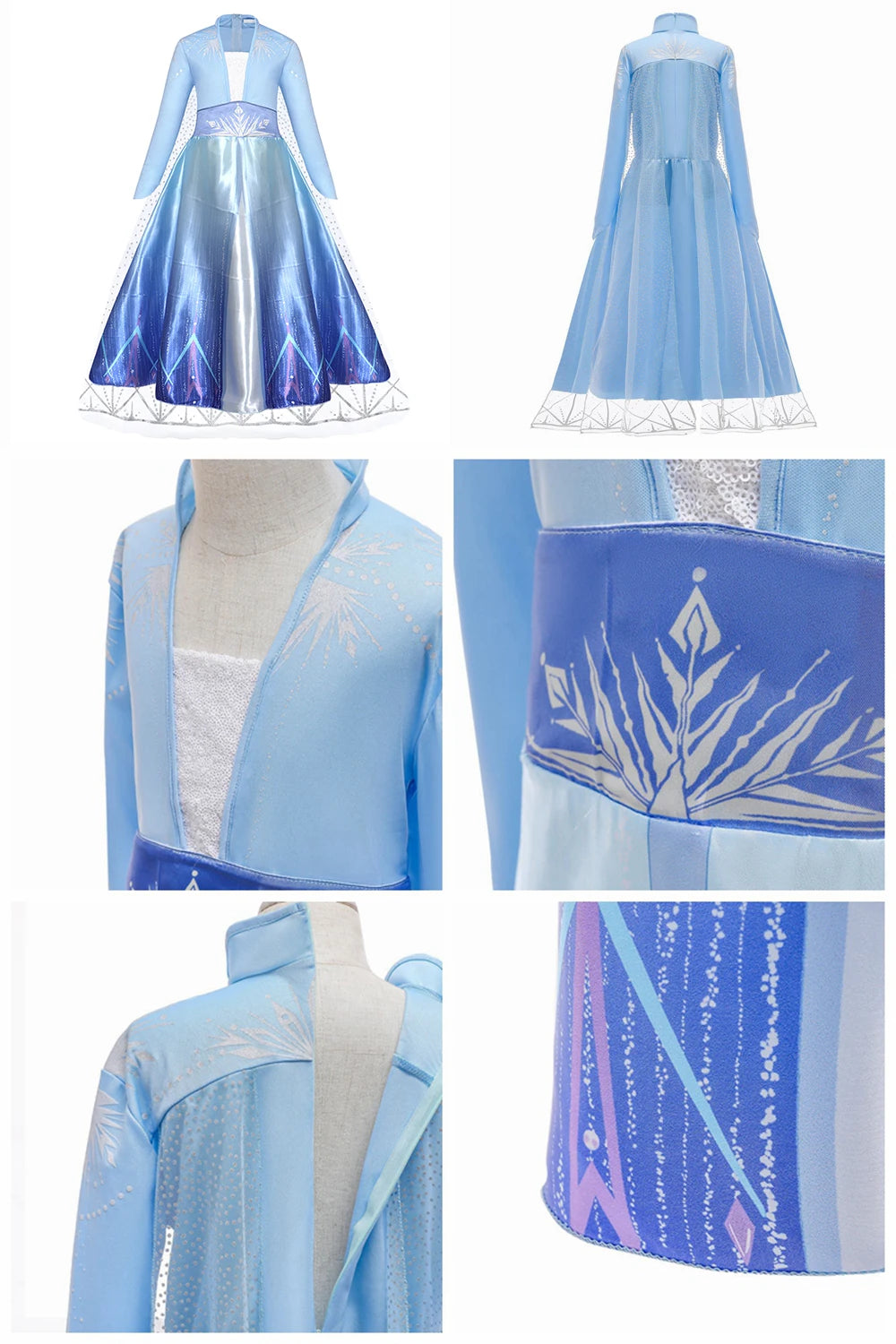 Disney Frozen Girls Dress Elsa 2  Children Christmas Party Princess Costume Kids Snow Queen Performance Elegant Dress Vestidos