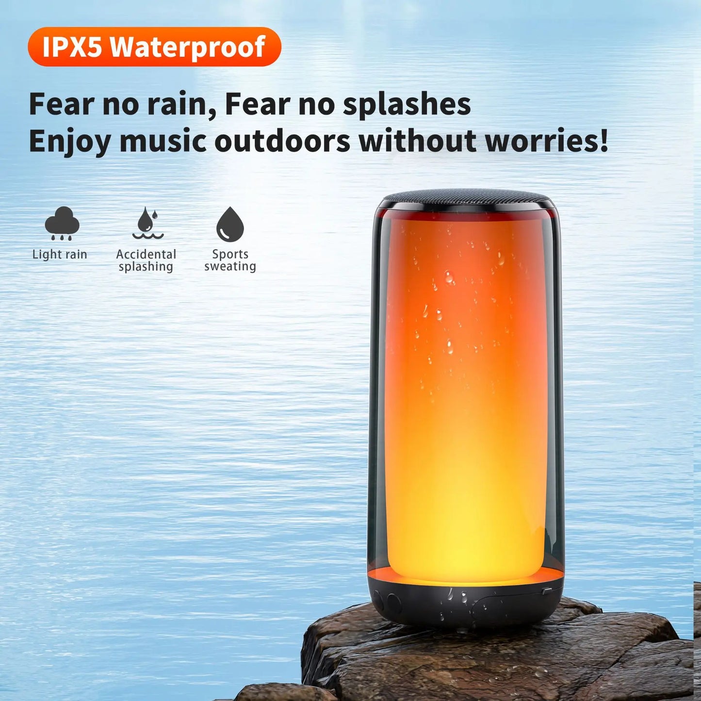 HF33 Mini Portable Wireless Speaker Outdoor Subwoofer with 360 Led HiFi Sound Quality Camping Bass Speaker Supports TWS/TF/AUX