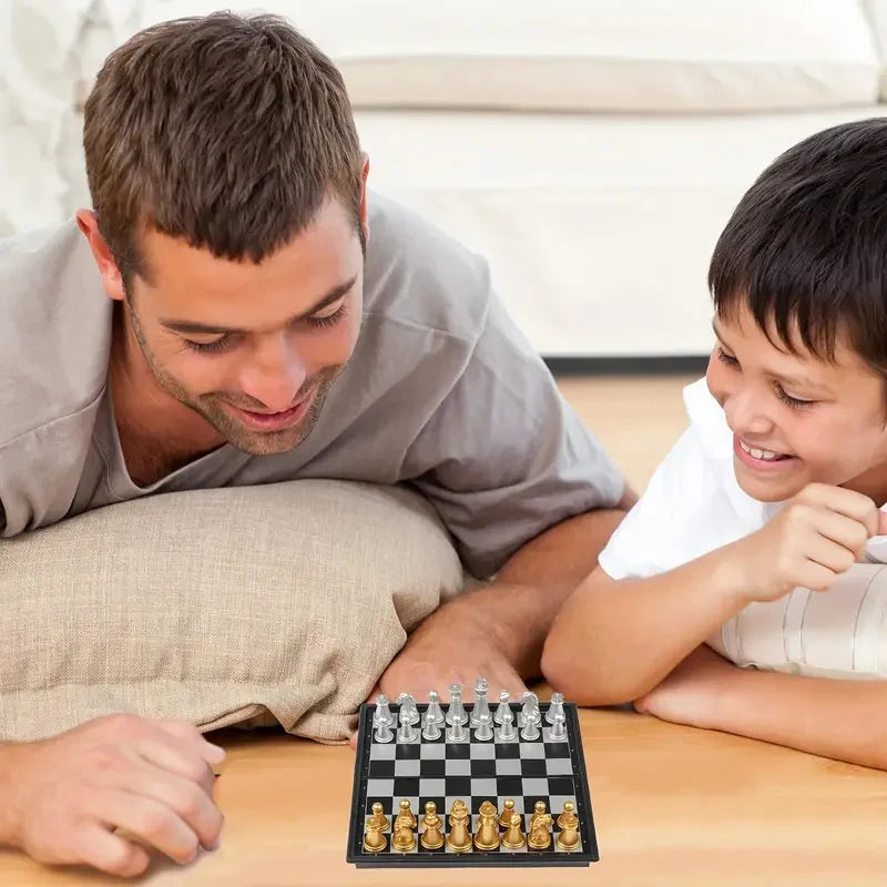 Mini  Chess Board Game Toys Folding  Plastic Chessboard Portable Interactive Toy for s Adult Birthday Gift