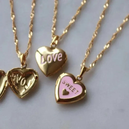 Openable Album Photo Frame Locket Heart Shape Pendant Necklace