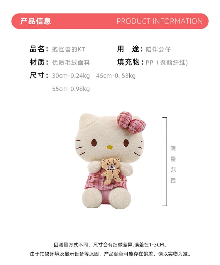 Kawaii Retro Hello Kitty Stuffed Doll Sanrio Plush Toy Kids Anime Birthday Gift Wholesale Large Sanrio Kitty Soft Stuffed Doll