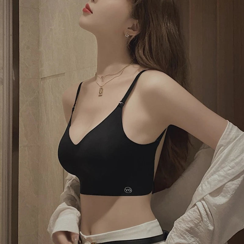 Womens Deep U Neck Seamless Wireless Plunge Bra