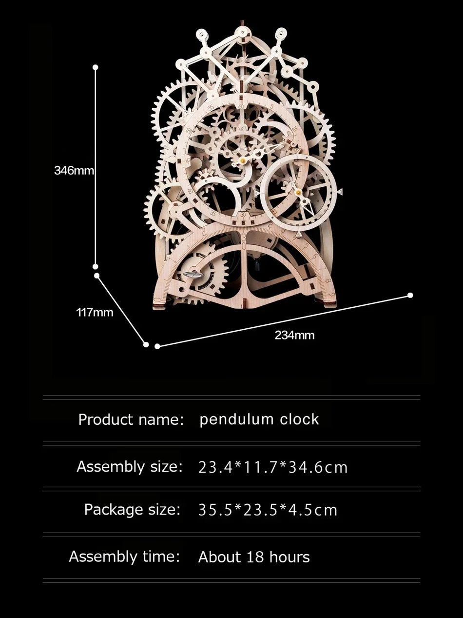 3D Wooden Mechanical Clock Puzzle DIY Laser Cutting Mechanical Model Family Wooden Craft KIT for Children Adult