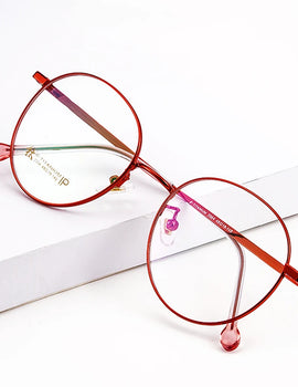 Ultra Light Pure Titanium Glasses Frame Retro Round Decorative Optical Prescription Eyeglasses Frame Women 2054