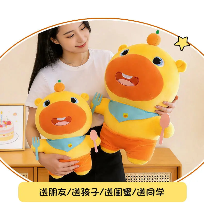 Capybara Lulu Plush Toy With Fork Spoon Soft Stuffed Animal
