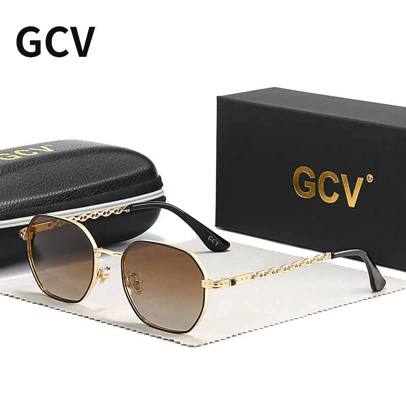Retro Rectangle Women Polarized Sunglasses Metal Frame UV Protection Fashion Eyewear