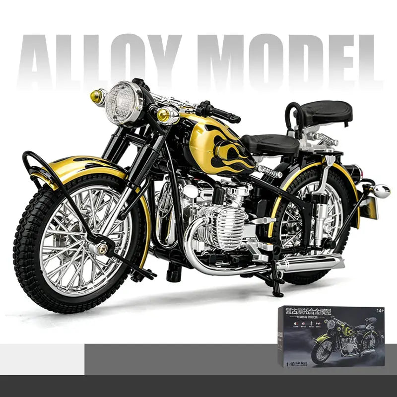 Diecast Retro Bobber Sidecar Motorcycle Model 1 to 10 Scale