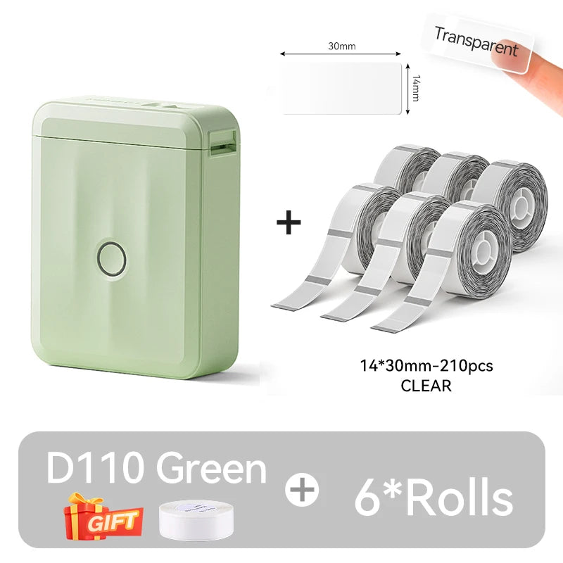 D110 Mini Thermal Label Printer, Bluetooth Portable Pocket Sticker Maker 12–15mm Inkless Label Printer for Home Organization