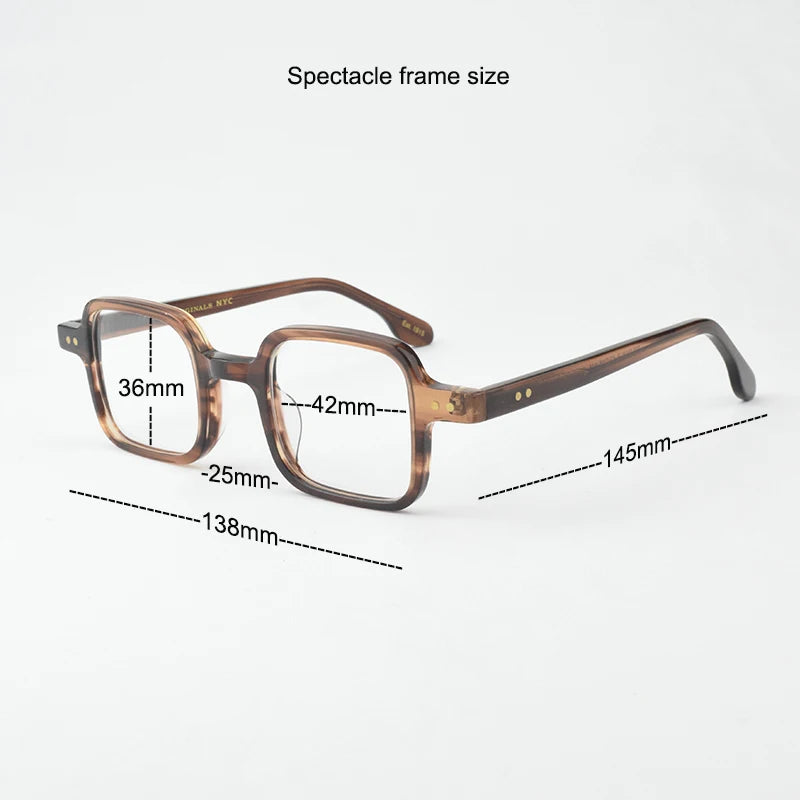 Vintage Acetate Glasses Frame Square Prescription Myopia Eyeglasses Frame Retro Luxury Brand Designer Spectacles