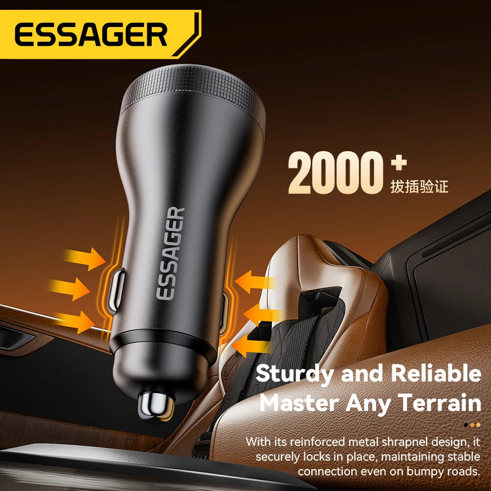 100W USB C Car Charger PD 3.0 QC 4.0 Fast Charging Dual Port Type C + USB Adapter