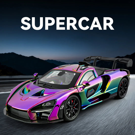1 24 Scale Senna Supercar Diecast Pull Back Model Car with Sound and Light