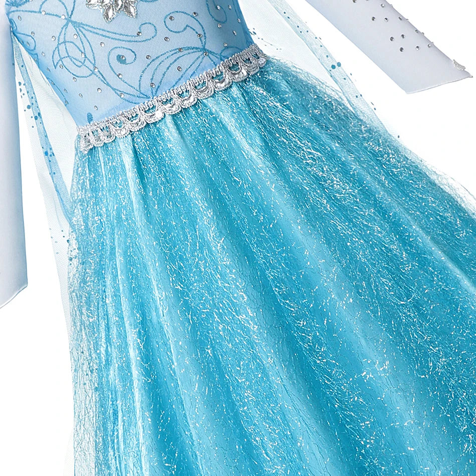 Fancy Queen Frozen Elsa Anna Costume Girls Princess Dress  Halloween Cosplay Party Vesidos