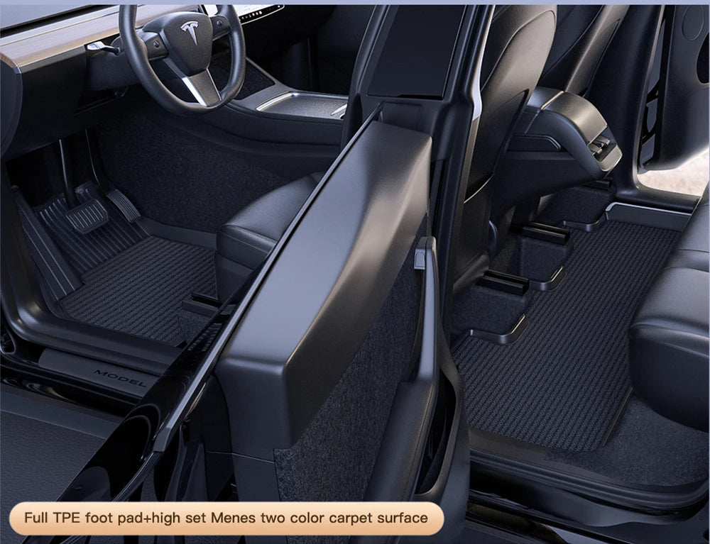 TPE Full Coverage Floor Mats for Tesla Model 3 and Model Y 2021 2024 All Weather Non Slip Protection