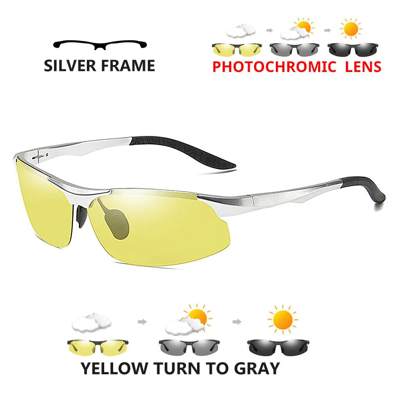 Aluminum Photochromic Polarized UV400 Mirror Driving Sunglasses for Men Women