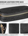Tesonway-PU Leather Pipe Pouch, Pipe Case, Bag for 2 Pipes and Pipe Cleaners Screens Tamper, Smoking Pipe Accessories