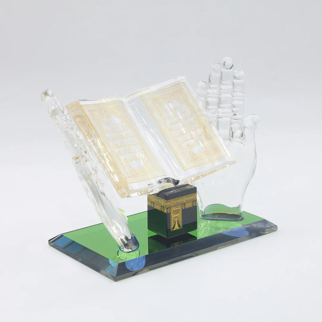 Islamic Decor Model Muslim Crystal Gilded Kaaba Model Architecture Handicraft Crystal Figurines for Car Home Desktop Decoration