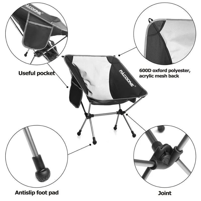 Outdoor Folding Moon Chair Ultralight Camping Portable Picnic Seat Leisure Travel BBQ Beach Fishing Chair