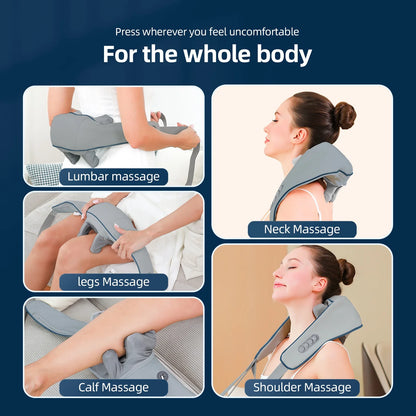 Foreverlily Neck And Shoulder Massager Wireless Neck And Back Shiatsu Kneading Massager Neck Cervical Relaxing Massage Shawl