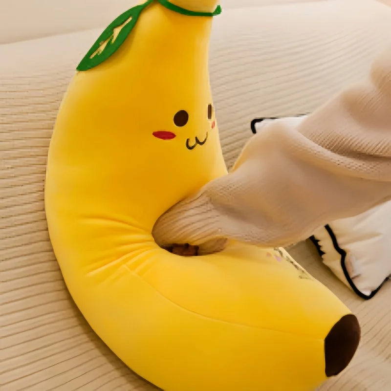 Cute Long Strip Banana Stuffed Body Pillow Cartoon Expression Plush Cushion Sofa Bedroom Bananas Throw Pillow Home Decoration