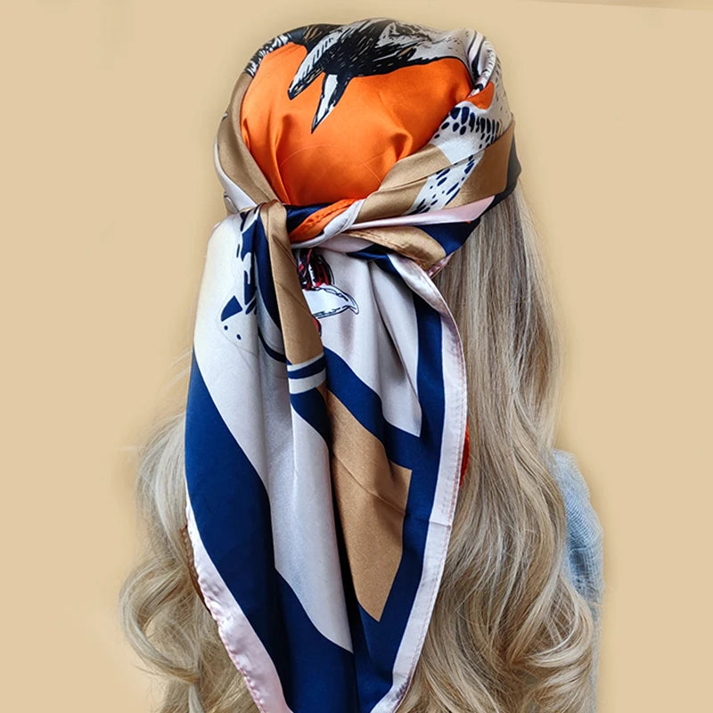 Retro Women Silk Scarf Bandanna Fashion Bohemian Pattern Square Hijab Lady Wrap Headband foulard muffler
