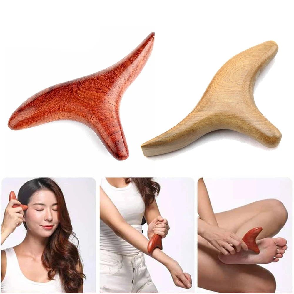 1 PC Neck Foot Wood Trigger Point Massage Gua Sha Tools,Home Gym Professional Wooden Therapy Massage Tool for Back Leg Hand Face