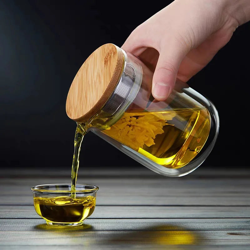 220ml Heat Resistant Double Layer Glass Teapot Kungfu Tea Maker Pot ChaHai Tea Ceremony Fair Cup Tea Dispenser Teaware