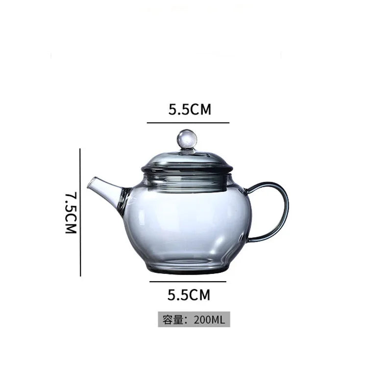 200ml High Borosilicate Mini Glass Teapot with Filter