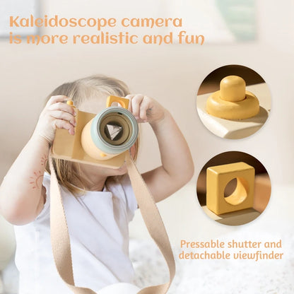 Wooden Fashion Camera Pine Detachable Camera Toy Pendant Baby Block DIY Present Nursing Gift Outdoor Adventure Simulation Camera