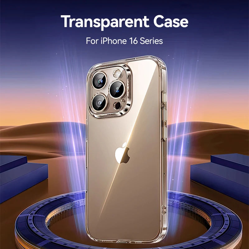 Case For iPhone 16 Pro Max Case Transparent PC Anti-Yellow Material Lens Protection Cover For iPhone 16 Pro 16 Plus Case