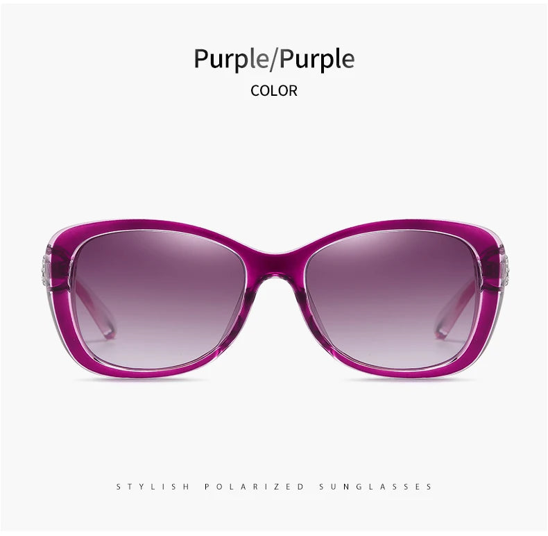Diamond Gradient Polarized UV400 Square Sunglasses for Women Driving Travel Glasses
