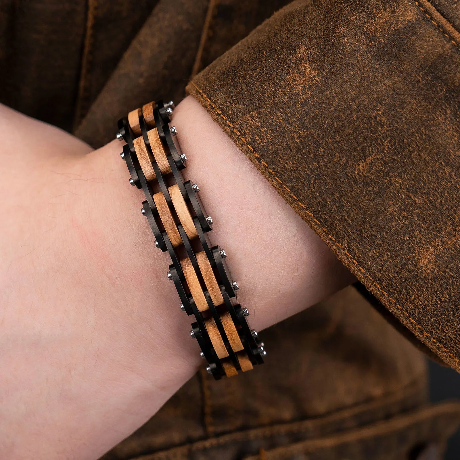 Fashion Bracelet for Metal Stainless Steel Wood Strap Jewelry Bracelets