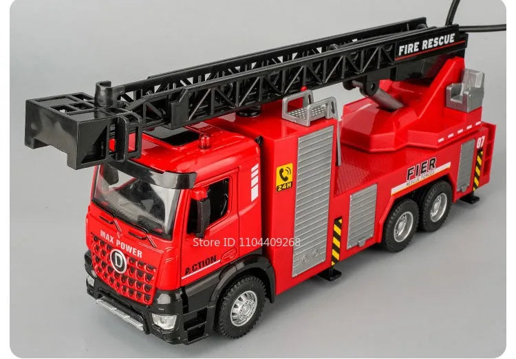 1:32 Ladder Truck Water Tanker Military Missile Rocket Launcher Trucks Model Toy Car Metal Diecast Sound Light Models Boys Gifts