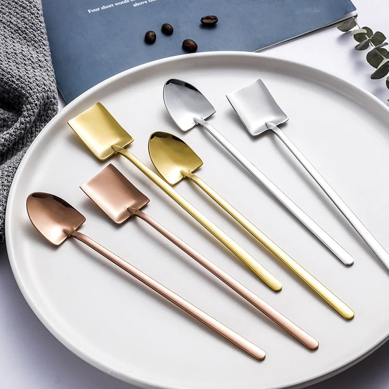 home Shovel long Spoon Stainless Steel Tea Spoon Coffee Spoon Ice Cream Dessert Spoon Tableware