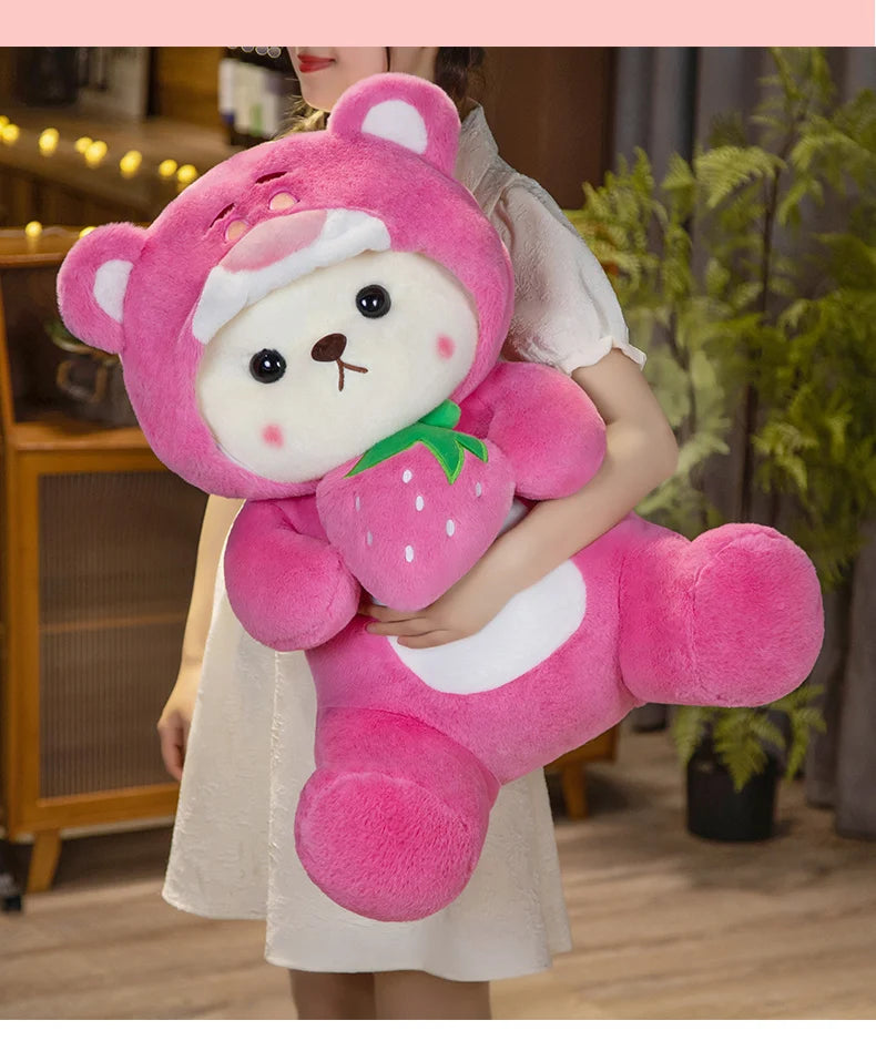 Pink Teddy Bear Plush Stuffed Animal with Cloth
