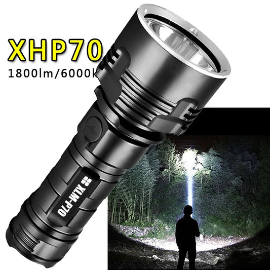 P70 LED Flashlight High Power USB Rechargeable Torch 26650 Battery Waterproof Outdoor Camping Light