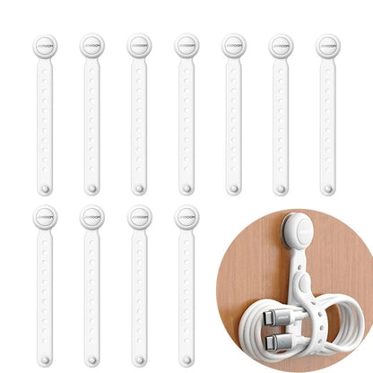 6/12PCS Magnetic Cable Management Ties Wire Organizer 11cm Cable Holder Adjustable Hook & Loop Organizer Straps for Home