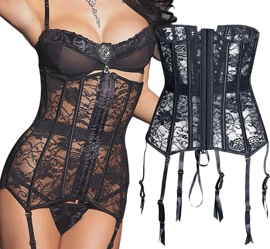 Bustiers & Corsets Mesh Steampunk Corset Waist Training Corsets Lace Up Underbust Corselet Modeling Corsages Gothic Korset