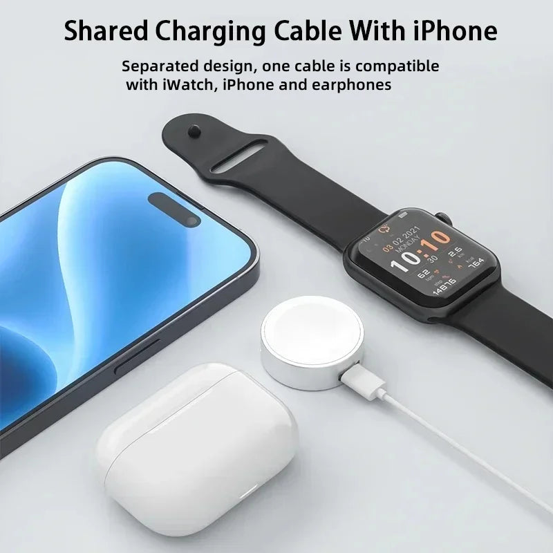 Dual Port Charging Strong Megnetic Portable Design USB Type C Mini Light Weight 5W Travel Smartwatch Wireless Charger