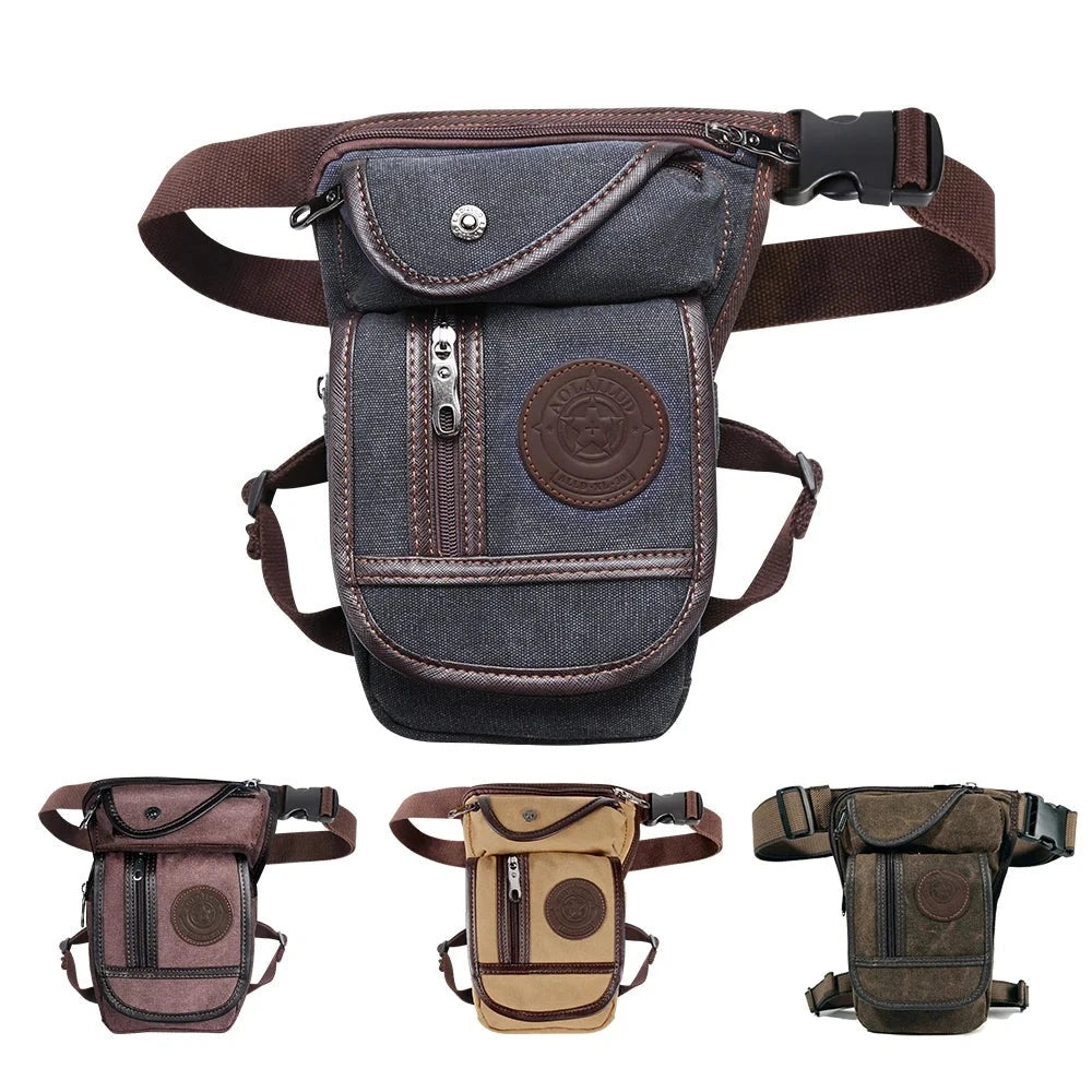 Cycle Drop Leg Bags Vintage Thigh Fanny Pack Canvas/Nylon Riding Waist Pack Military Motor Cycle Messenger Shoulder Bags