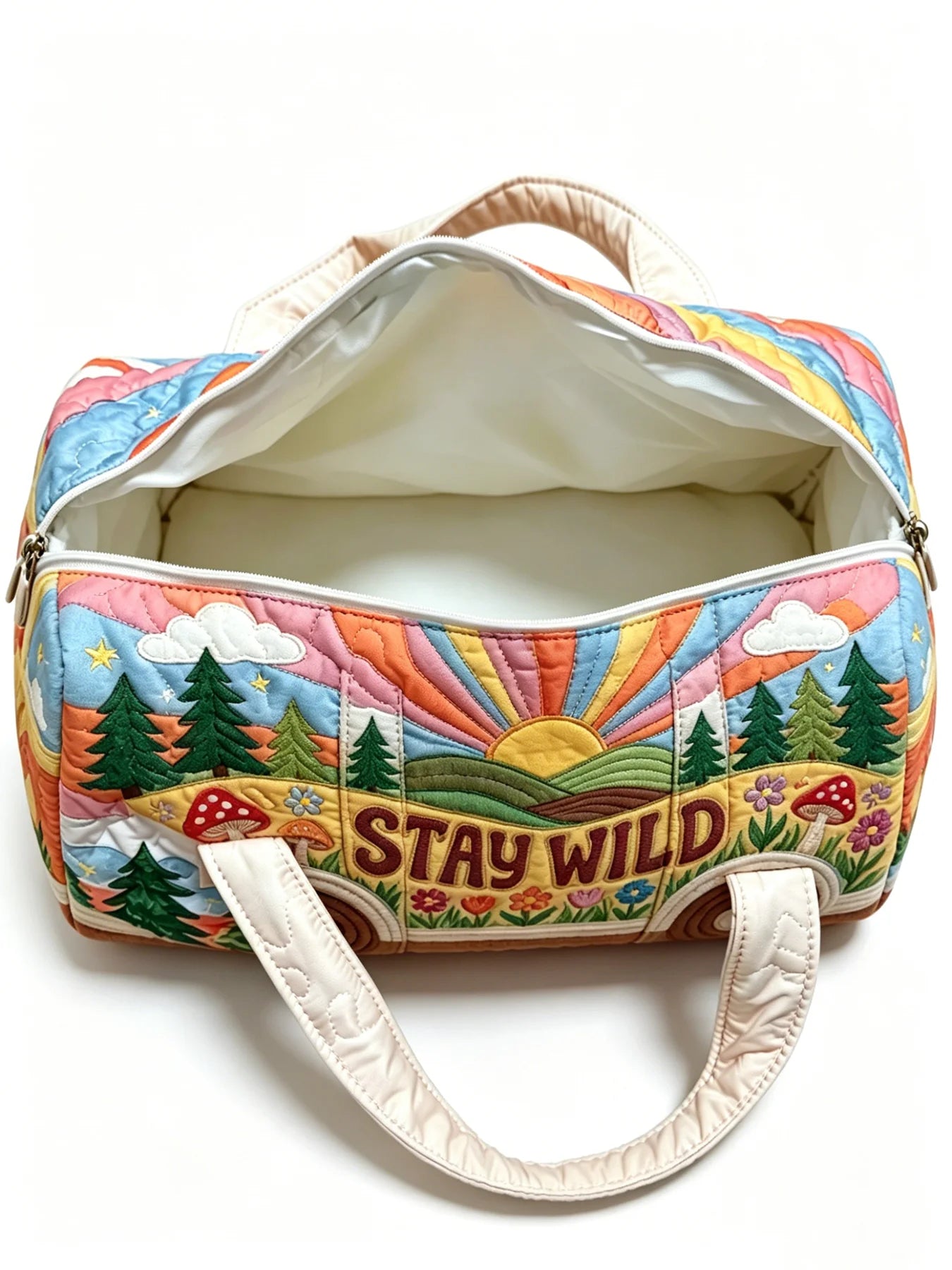 Boho Quilted Travel Duffle Bag Large Capacity 3D Pattern Weekender Tote