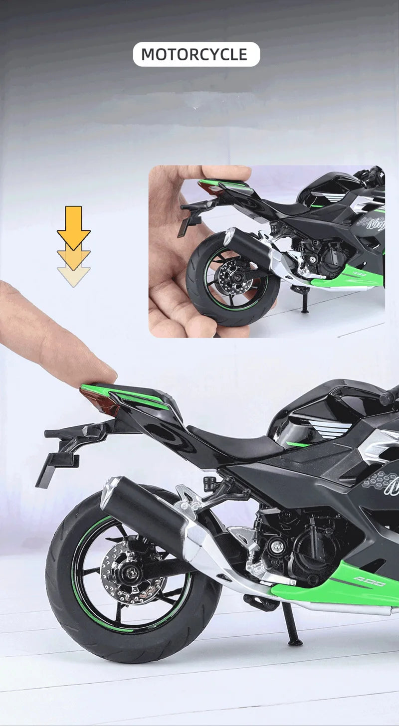 Diecast Kawasaki Ninja 400 Racing Motorcycle Model 1 to 12 Scale