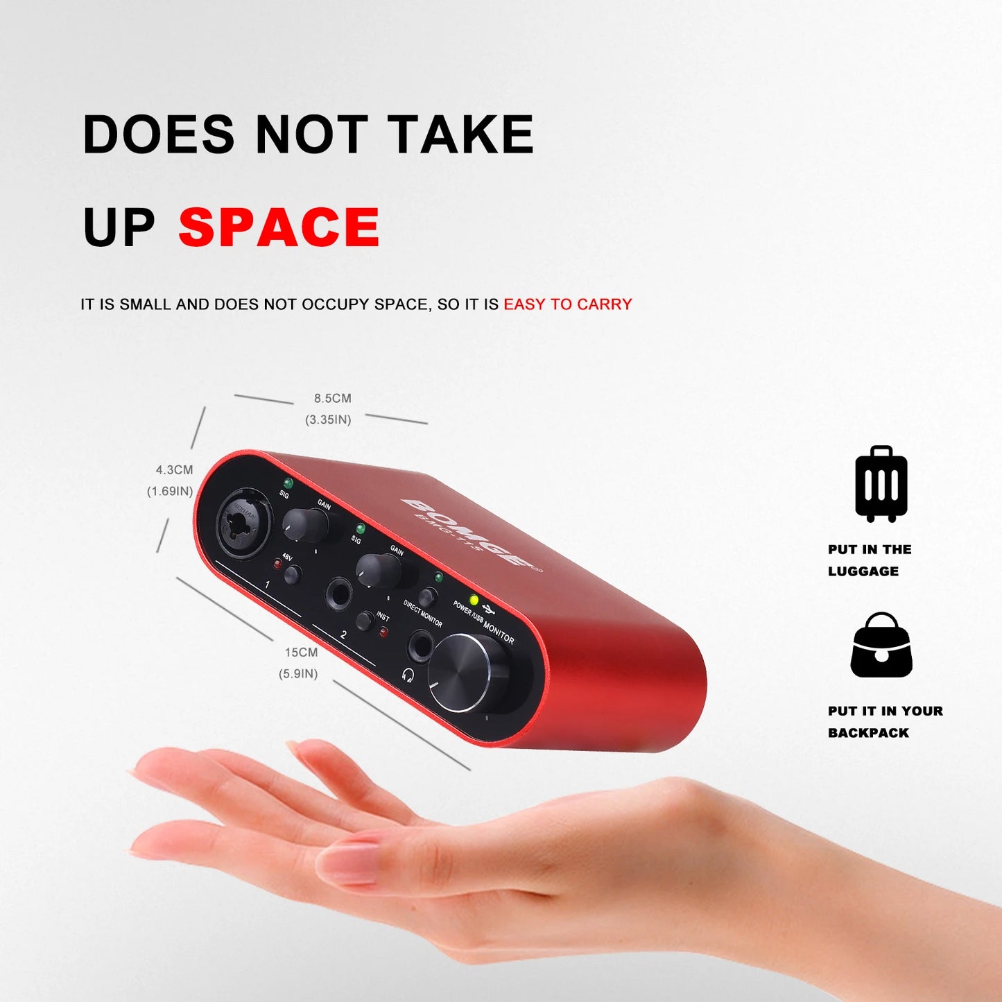 BMG11S USB Audio Interface with 24 Bit 192kHz Recording and Headphone Monitoring Amplifier