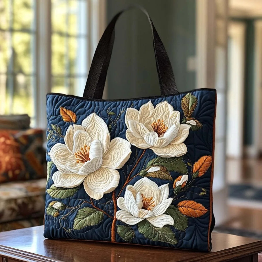 Vintage Quilted Canvas Tote Bag Large Capacity 3D Printed Shoulder Handbag