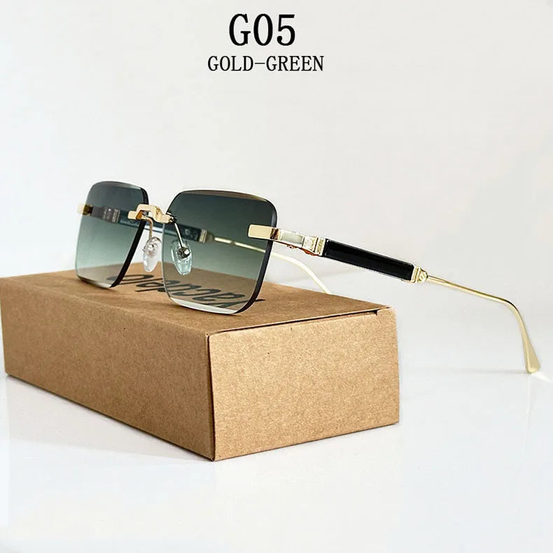 Rimless Square Sunglasses With UV400 Protection